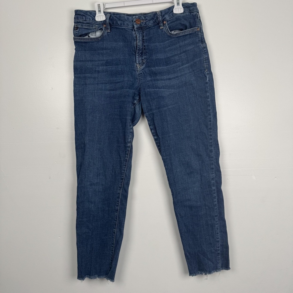 Dear John Gisele Jeans Womens 32 (33x27) Blue High Waisted Skinny Distressed Hem